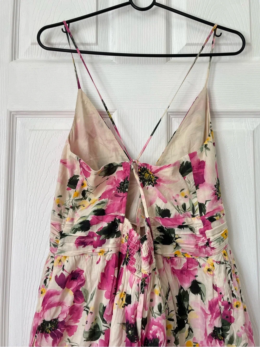 Abercrombie & Fitch Floral Pink Spaghetti-Strap tiered ruffle maxi dress size L